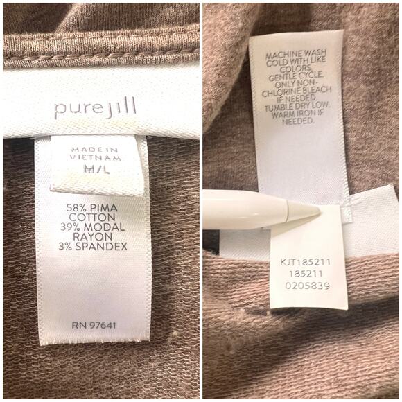 Pure Jill Top Women Brown M/L Pima Cotton Blend Minimalist Cozy Cozycore Soft - Picture 6 of 8